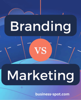 Illustration of branding vs. marketing strategy showing a balance between brand identity and promotional efforts