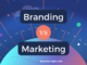 Illustration of branding vs. marketing strategy showing a balance between brand identity and promotional efforts