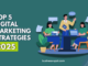 "Digital marketing strategies for 2025 featuring SEO, AI, video marketing, and social media trends."